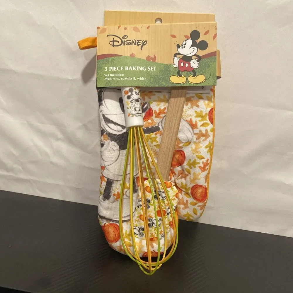 Disney Mickey Mouse FALL Kitchen‎ Set Oven Mitt, Spatula & Whisk 3 Piece Set